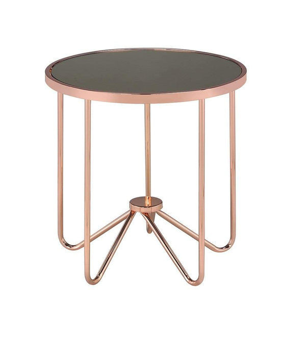 Tables Living Room End Tables - 22" X 22" X 22" Smoky Glass And Rose Gold End Table HomeRoots