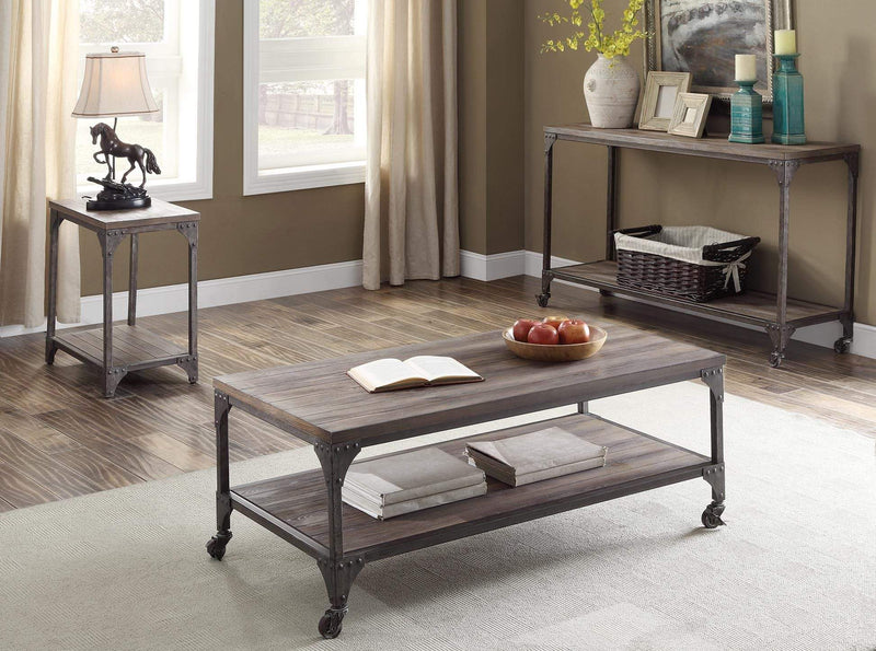 Tables Living Room End Tables - 24" X 14" X 25" Weathered Oak And Antique Silver End Table HomeRoots