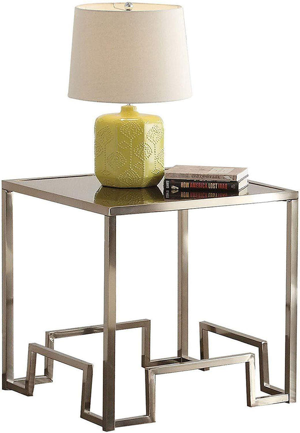 Tables Living Room End Tables - 24" X 24" X 24" Champagne and Clear Glass End Table HomeRoots