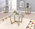 Tables Living Room End Tables - 25" X 23" Champagne And Clear Glass End Table HomeRoots