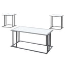 Tables Living Room Table Set White Silver Metal Table Set 3Pcs Set 6090 HomeRoots