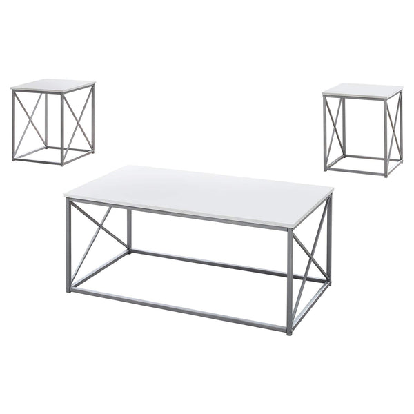 Tables Living Room Table Set - White Silver Metal Table Set - 3Pcs Set HomeRoots