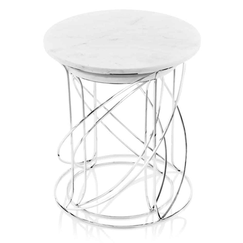 Tables Marble Table - 18" x 18" x 20.5" Buffed, White, Nested - Marble Tables Set of 2 HomeRoots