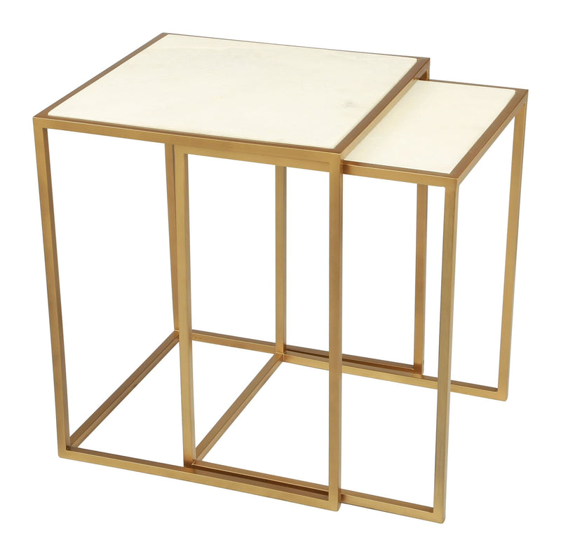 Tables Marble Table - 18" x 18" x 22" Stone & Brass, Marble & Brass, Nesting Tables HomeRoots