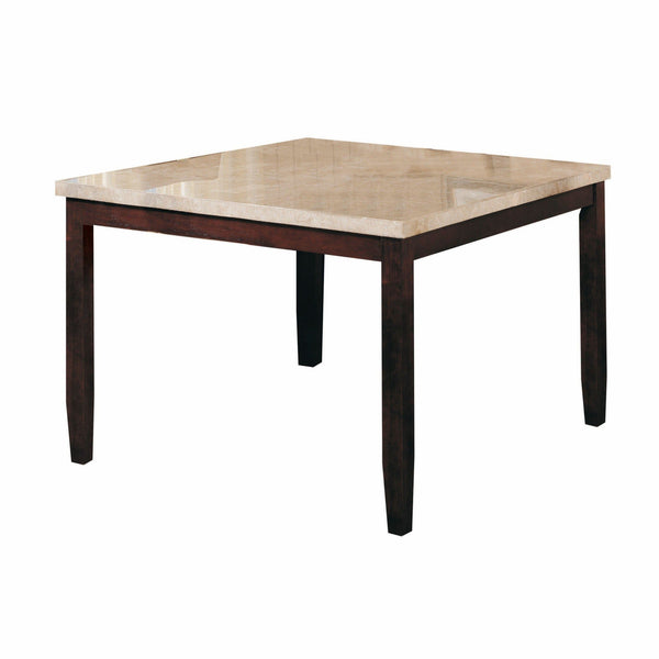 Tables Marble Table - 54" X 54" X 36" White Marble Walnut Wood Counter Height Table HomeRoots