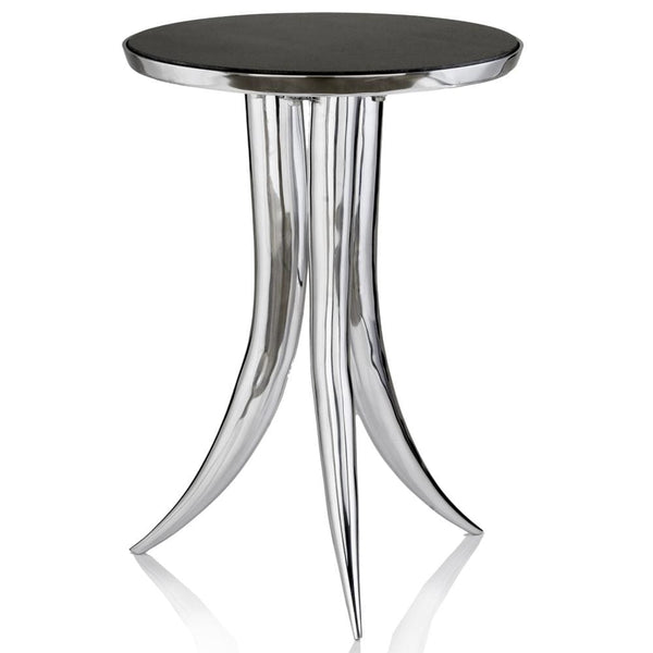 Tables Marble Top Coffee Table - 17" X 17" X 24" Silver & Black Aluminum & Marble Table HomeRoots