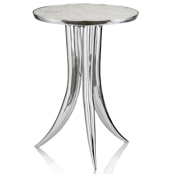 Tables Marble Top Coffee Table - 17" X 17" X 24" Silver & White Aluminum & Marble Table HomeRoots