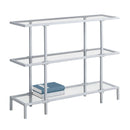 Tables Metal Accent Table - 12" x 41'.75" x 32" Silver, Tempered Glass, Metal - Accent Table HomeRoots