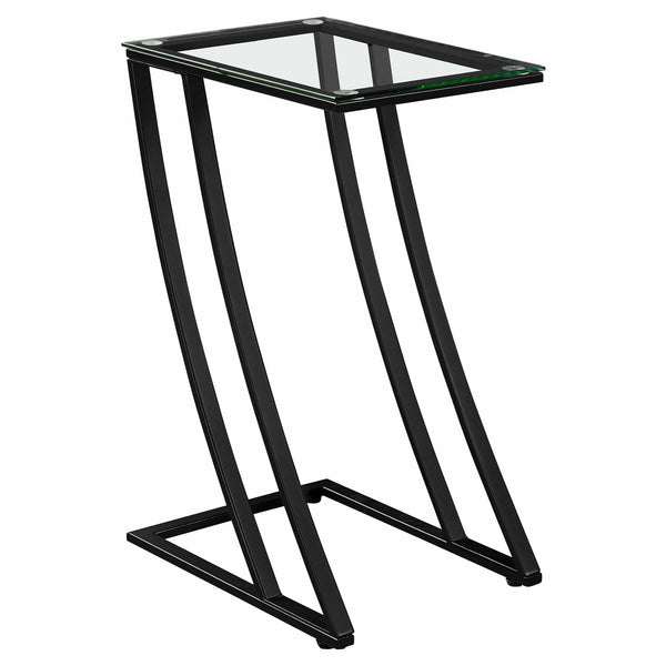 Tables Metal Accent Table - 15'.75" x 12" x 24" Black, Clear, Metal, Tempered Glass - Accent Table HomeRoots