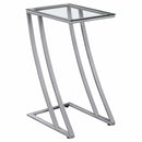 Tables Metal Accent Table - 15'.75" x 12" x 24" Silver, Clear, Metal, Tempered Glass - Accent Table HomeRoots