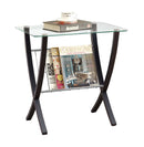 Tables Metal Accent Table - 16'.25" x 24" x 24'.5" Cappuccino/Clear, Metal, Particle Board - Accent Table HomeRoots