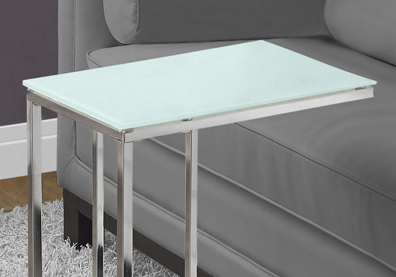 Tables Metal Accent Table - 18'.25" x 10'.25" x 24" Chrome, Metal, Tempered Glass - Accent Table HomeRoots