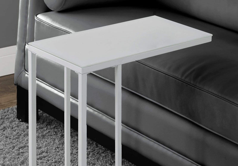 Tables Metal Accent Table - 18'.25" x 10'.25" x 24" White, Metal, Tempered Glass - Accent Table HomeRoots