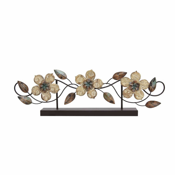 Tables Metal Table - 20" X 1.97" X 6.1" Multi-color Stamp Wood Flower Table Top HomeRoots