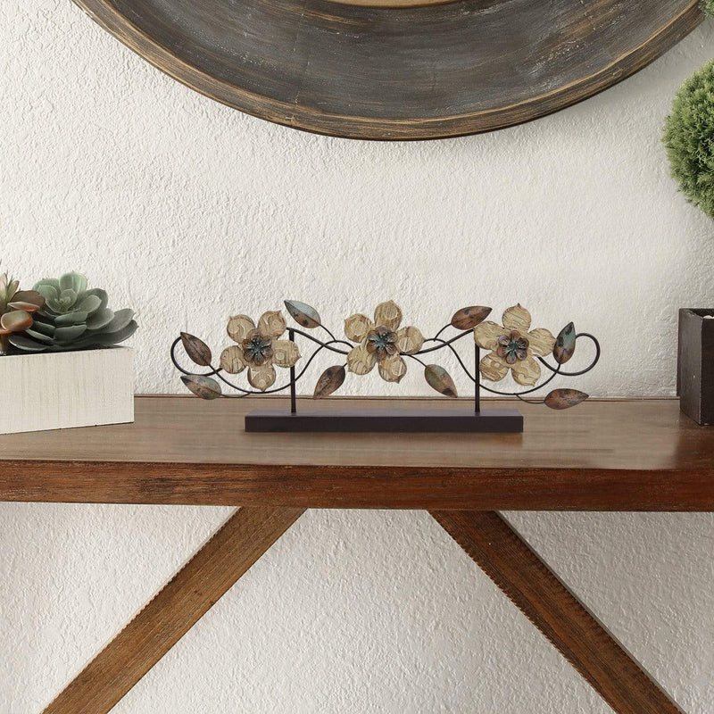 Tables Metal Table - 20" X 1.97" X 6.1" Multi-color Stamp Wood Flower Table Top HomeRoots