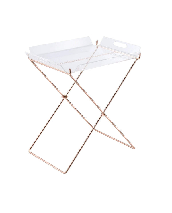 Tables Metal Table - 22" X 16" X 25" Clear Acrylic And Copper Tray Table HomeRoots