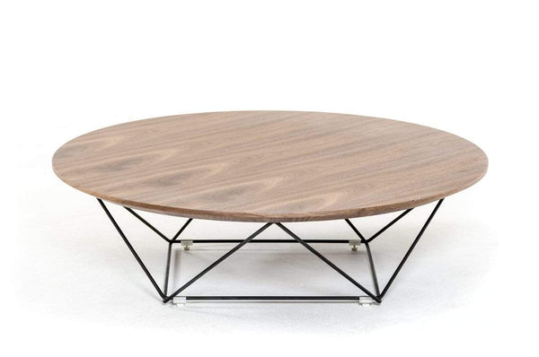 Tables Modern Coffee Table - 11" Walnut Veneer and Black Metal Coffee Table HomeRoots