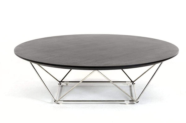 Tables Modern Coffee Table - 11" Wenge Veneer and Stainless Steel Coffee Table HomeRoots