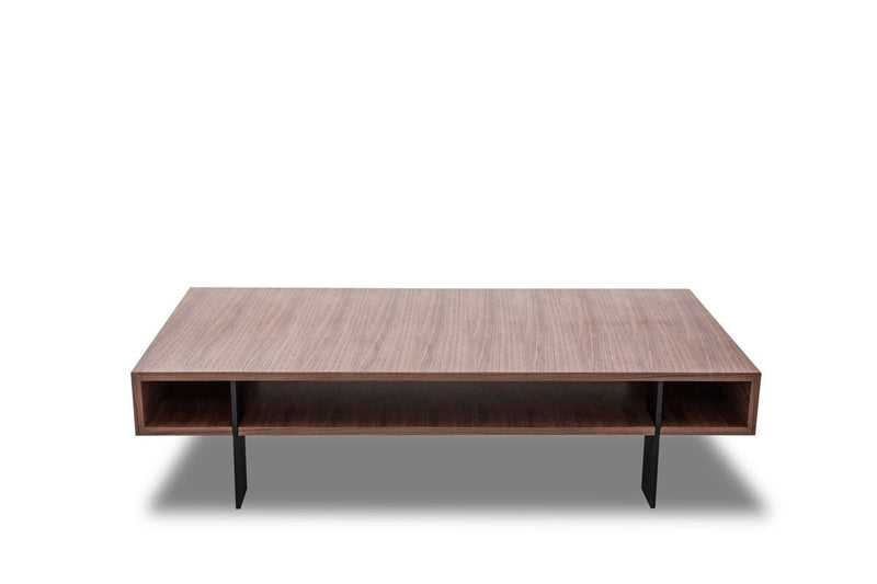 Tables Modern Coffee Table - 13" Walnut Veneer and Aluminum Coffee Table HomeRoots