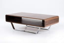 Tables Modern Coffee Table - 14" Walnut Veneer and Steel Coffee Table HomeRoots