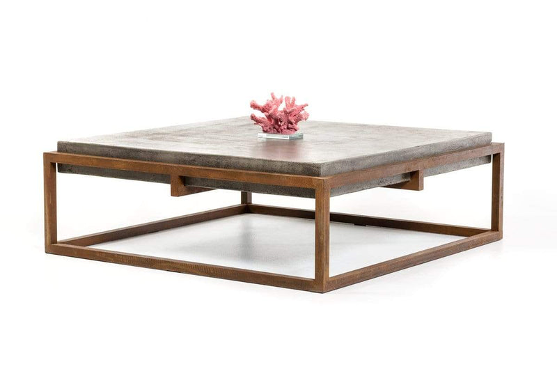 Tables Modern Coffee Table - 15" Concrete and Metal Coffee Table HomeRoots