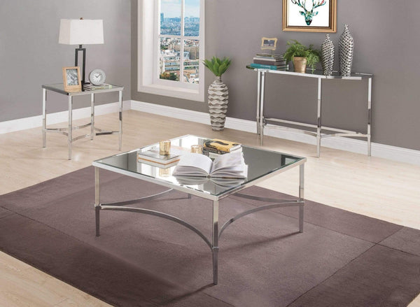 Tables Modern Coffee Table - 36" X 36" X 18" Chrome And Mirrored Coffee Table HomeRoots