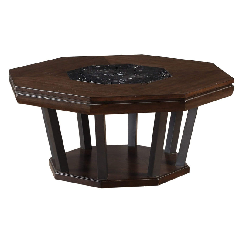 Tables Modern Coffee Table - 38" X 38" X 18" Black Marble And Tobacco Coffee Table HomeRoots