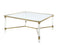 Tables Modern Coffee Table - 39" X 39" X 17" Clear Acrylic, Gold Stainless Steel And Clear Glass Coffee Table HomeRoots