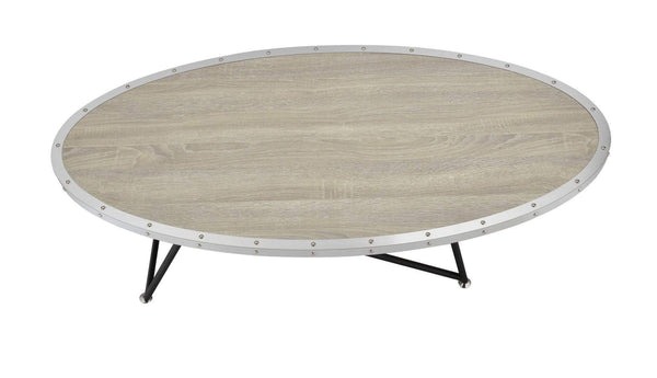 Tables Modern Coffee Table - 46" X 23" X 15" Weathered Gray Oak Particle Board Coffee Table HomeRoots