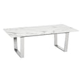 Tables Modern Coffee Table - 47.2" X 23.6" X 15.7" Stone And Brushed Stainless Steel Atlas Coffee Table HomeRoots