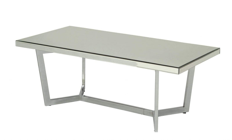 Tables Modern Coffee Table - 48" X 24" X 18" Mirrored And Chrome Coffee Table HomeRoots