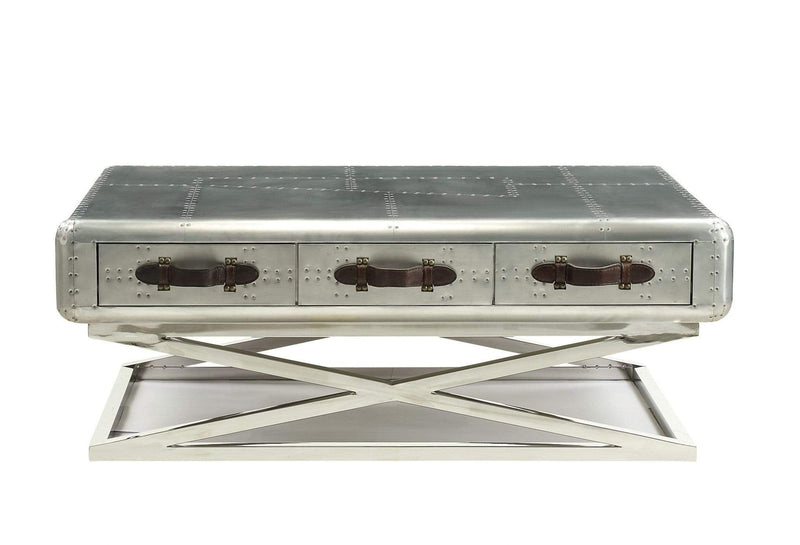 Tables Modern Coffee Table - 51" X 33" X 19" Aluminum Coffee Table HomeRoots