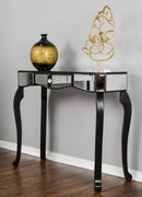 Tables Modern Console Table - 35'.5" X 13" X 31" Black MDF, Wood, Mirrored Glass Console Table with Mirrored Glass Inserts and a Drawer HomeRoots