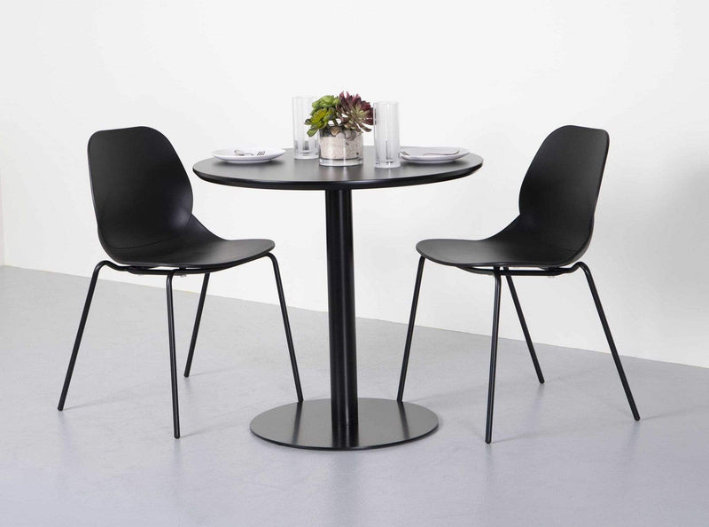 Tables Modern Dining Table - 31.5" X 31.5" X 29.53" Black MDF Round Dining Table with Powder Coated Steel Base HomeRoots