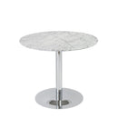 Tables Modern Dining Table - 37.01" x 37.01" x 30.32" Dining Table with Gray Marble Top and Polished Stainless Steel Base HomeRoots