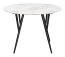 Tables Modern Dining Table - 42.1" x 42.1" x 29.9" Stone & Matte Black, Faux Marble, Steel, Dining Table HomeRoots