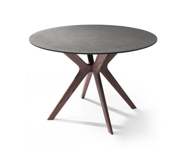 Tables Modern Dining Table - 47" X 47" X 30" Walnut Veneer Solid Wood Extendable Dining Table HomeRoots