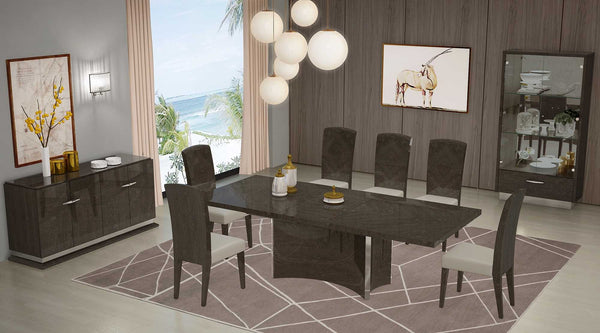 Tables Modern Dining Table - 57" X 64.5" X 130.5" Gray Dining Table and 6" Chair Set HomeRoots