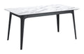 Tables Modern Dining Table - 62.8" x 35.2" x 29.7" Stone & Black, MDF & Rubber Wood, Dining Table HomeRoots