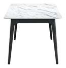 Tables Modern Dining Table - 62.8" x 35.2" x 29.7" Stone & Black, MDF & Rubber Wood, Dining Table HomeRoots