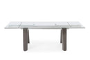 Tables Modern Dining Table - 63" X 35" X 30" Grey Glass/Stainless Steel Extendable Dining Table HomeRoots