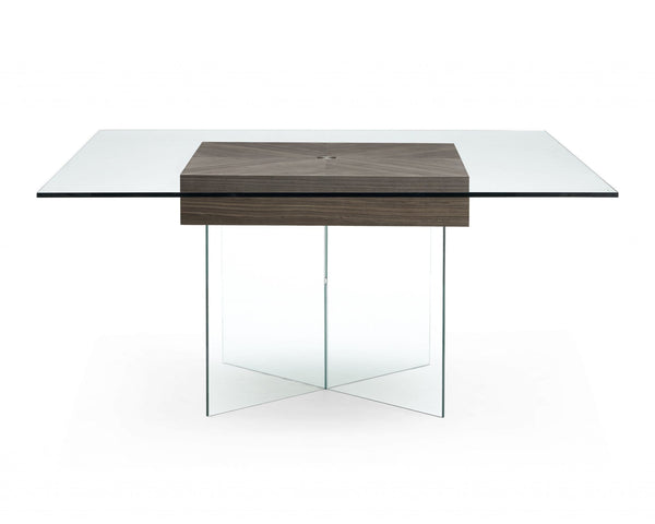 Tables Modern Dining Table - 63" X 63" X 30" Walnut Veneer Dining Table HomeRoots