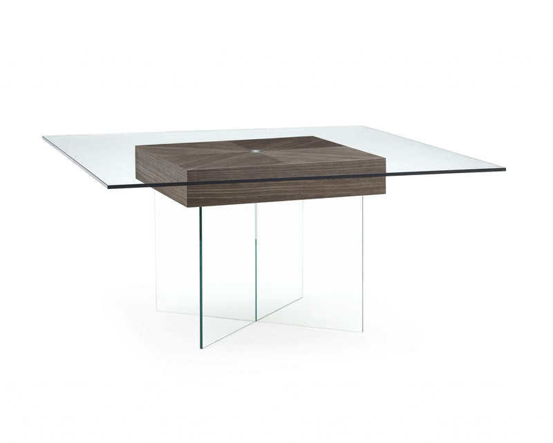 Tables Modern Dining Table - 63" X 63" X 30" Walnut Veneer Dining Table HomeRoots