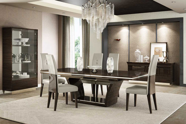 Tables Modern Dining Table - 98.5" X 43.5" X 30" Wenge Dining Table and 6" Chair Set HomeRoots