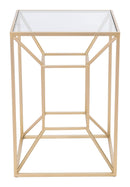 Tables Modern Side Table - 15.9" x 15.9" x 23" Clear & Gold, Glass & Steel, Side Table HomeRoots