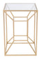 Tables Modern Side Table - 15.9" x 15.9" x 23" Clear & Gold, Glass & Steel, Side Table HomeRoots