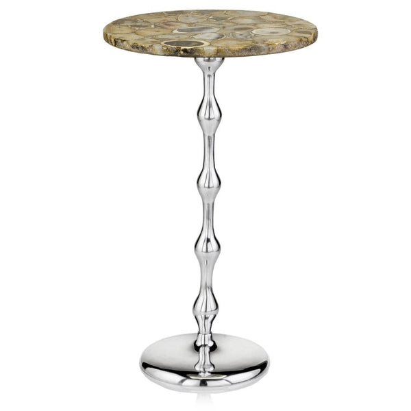 Tables Modern Side Table - 16" x 16" x 27" Buffed/Tan, Tall - Side Table with Agate Top HomeRoots