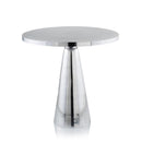 Tables Modern Side Table - 18" x 18" x 17.5" Rough Silver, Polished Finish, Small Cone - Side Table HomeRoots