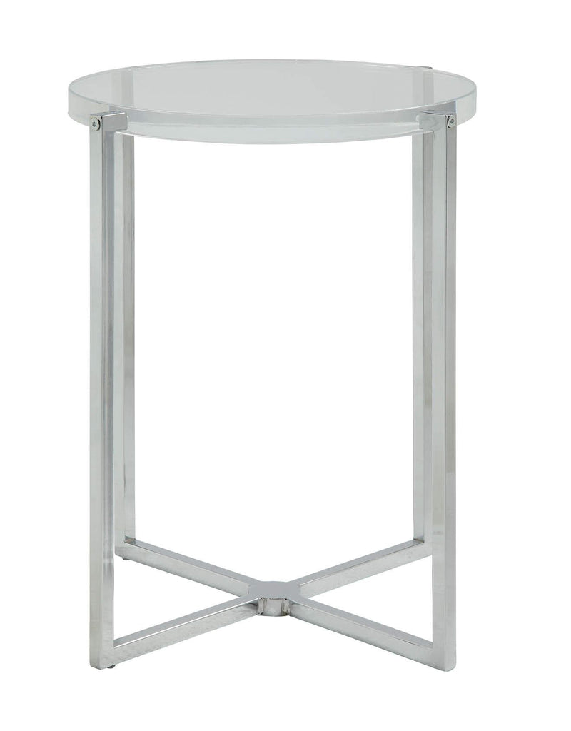 Tables Modern Side Table - 18" X 18" X 19" Clear Acrylic Chrome Metal Side Table HomeRoots