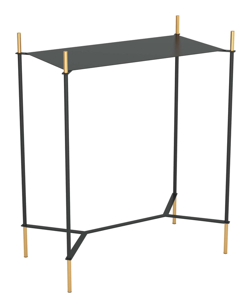 Tables Modern Side Table - 19.3" x 10.4" x 24.2" Gold & Black, Steel, Side Table HomeRoots